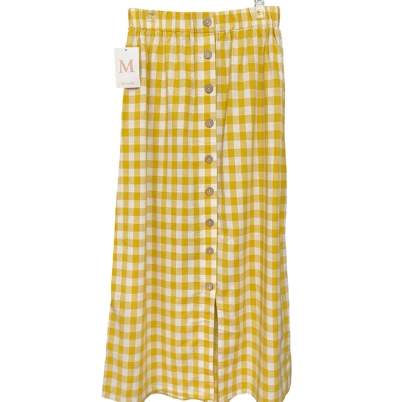 Mossimo Supply Co. Dresses & Skirts - Mossimo Supply Co. Yellow and White Gingham Button-Front Midi Skirt